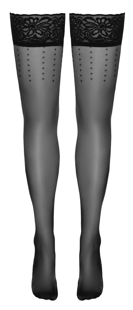 Панчохи Cottelli Legwear Hold-Ups Dot 4, One Size (чорний)