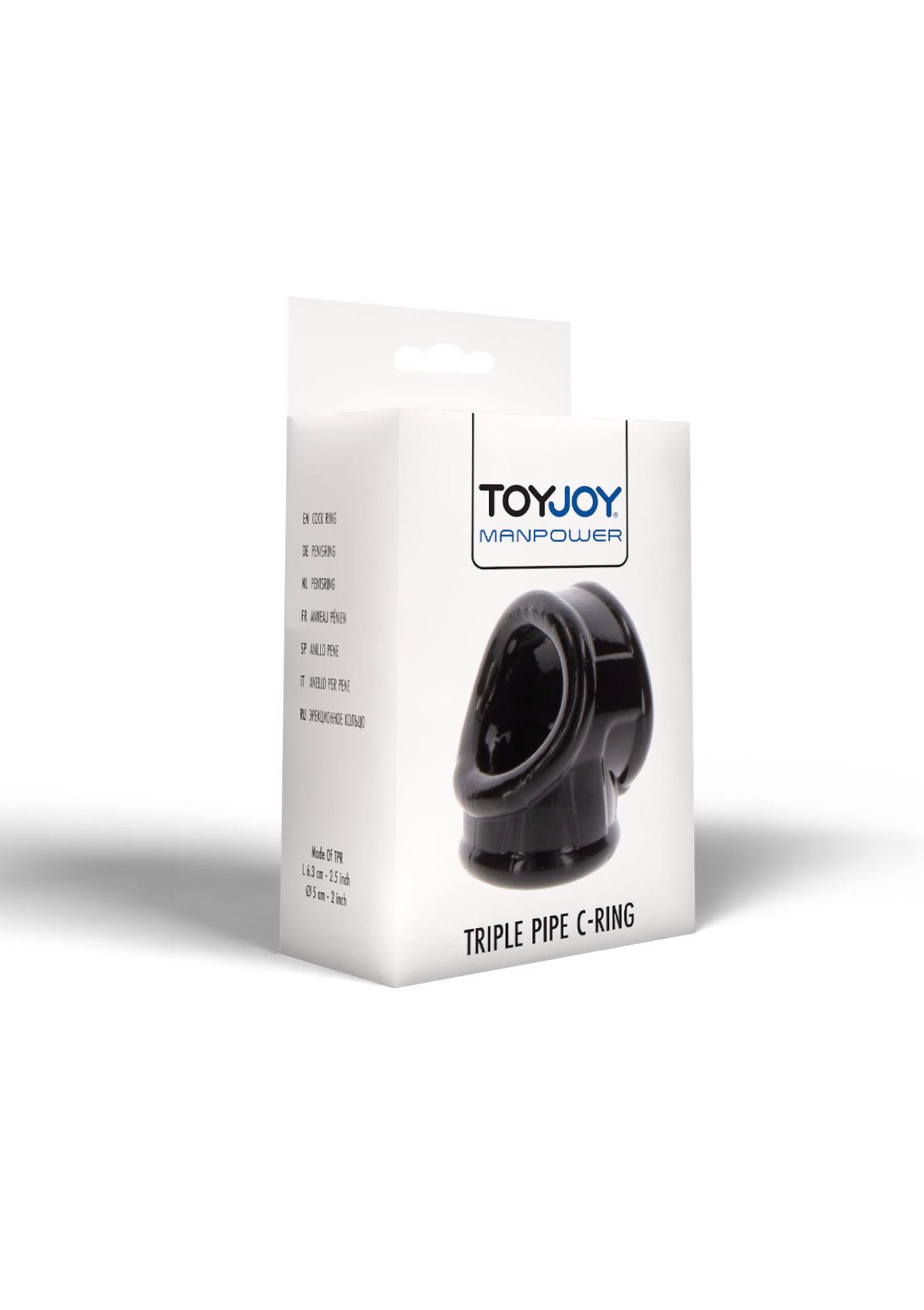 Эрекционное кольцо Toy Joy Manpower Triple Pipe C-Ring, 6.3 см (черный)
