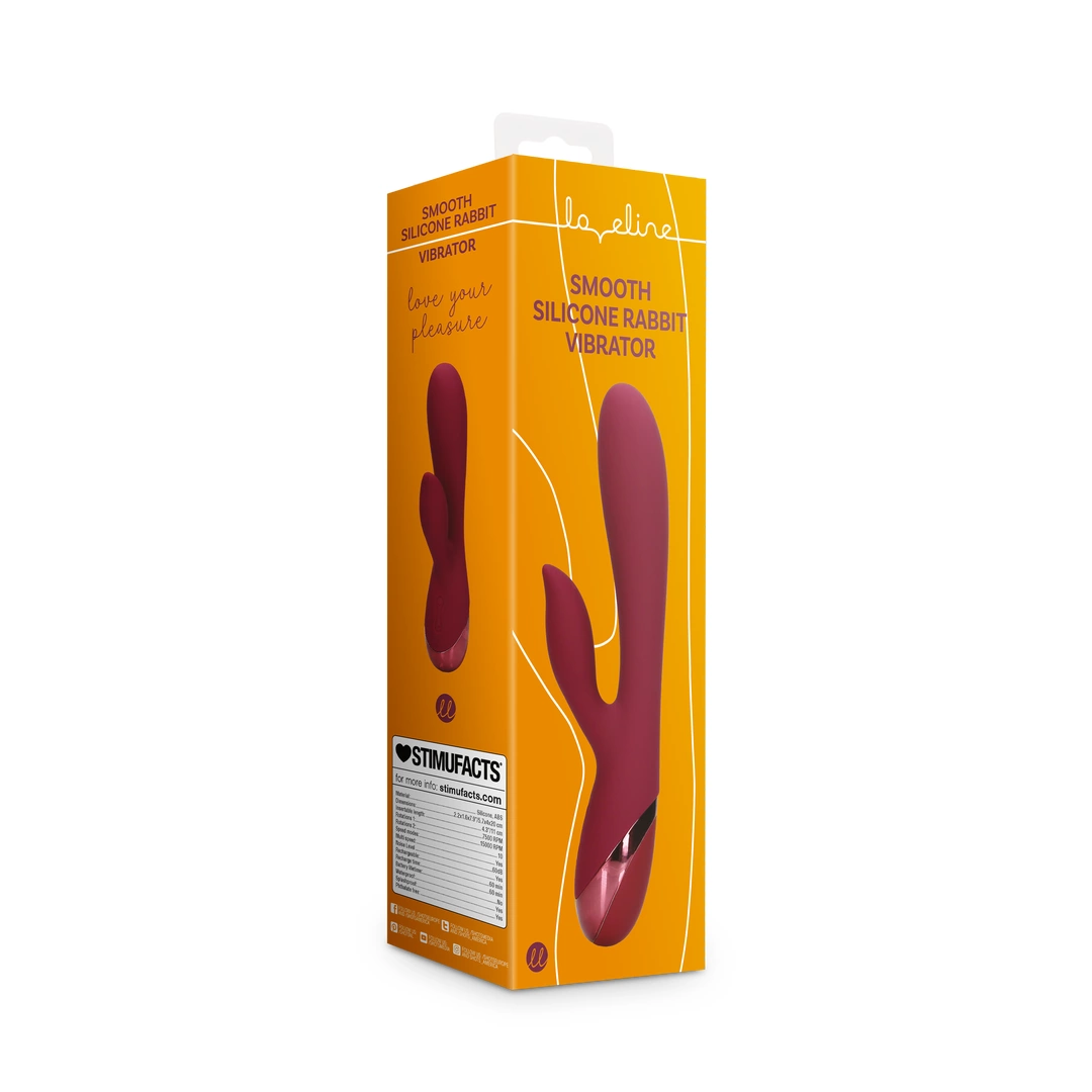 Вибратор-кролик Loveline Smooth Silicone Rabbit, 20 см (вишневый)