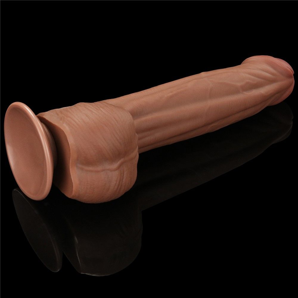 Dildo LoveToy Sliding-Skin Dual Layer Dong, 29 cm (brązowy)