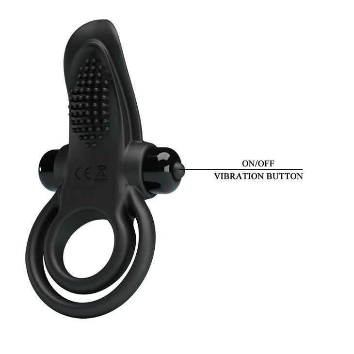 Эрекционное кольцо на пенис с вибрацией Pretty Love Vibro Penis Ring, 11,3 см (черный)