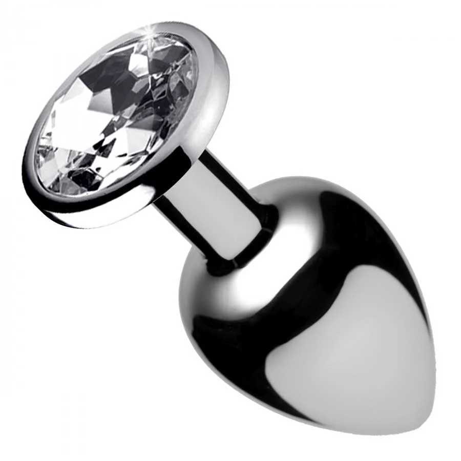 Korek analny Fantasy Silver Butt Plug Diamond S, 7 cm (biały)