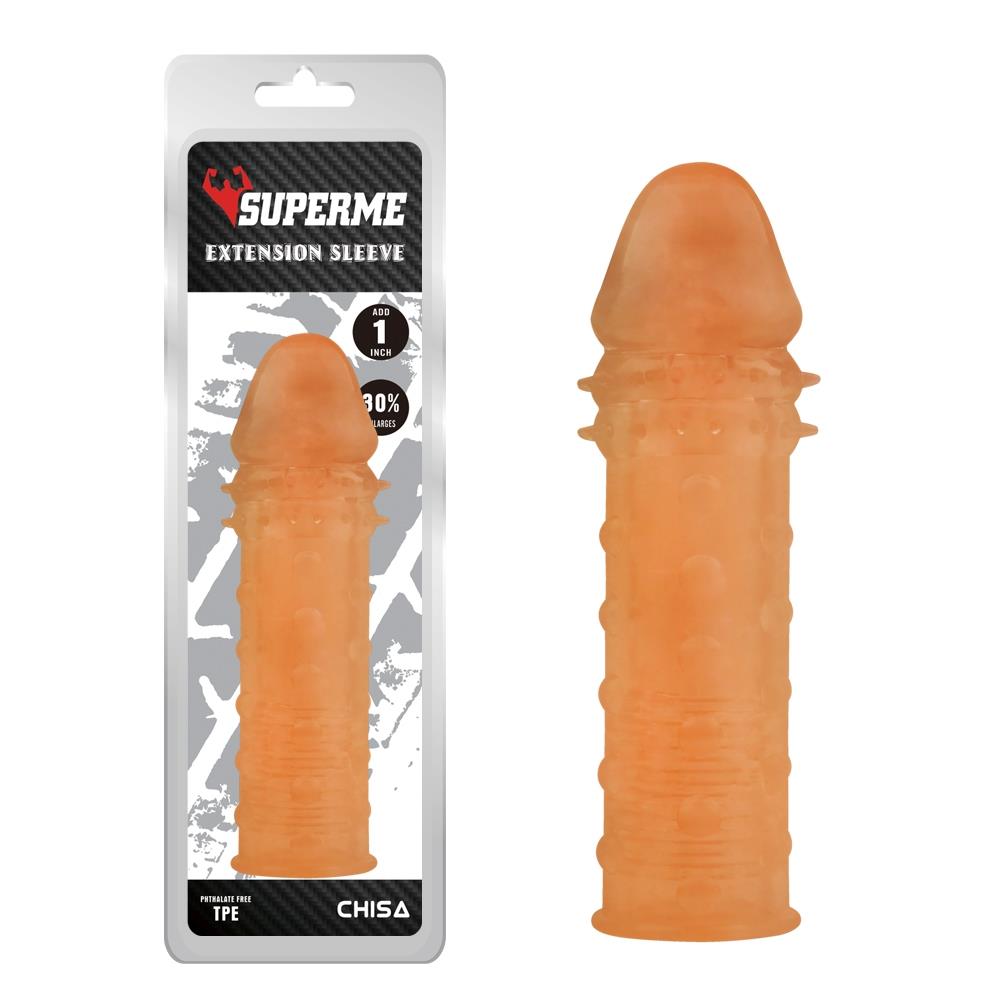 Насадка на пеніс Super Me Extra Texture Sleeve-Flash, 16,2 см (тілесний)