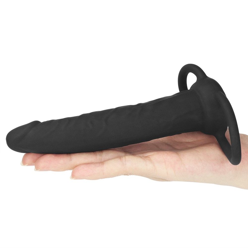 Lovetoy Silicone Fantasy Double Prober - Pierścień erekcyjny, Czarny, 15 cm