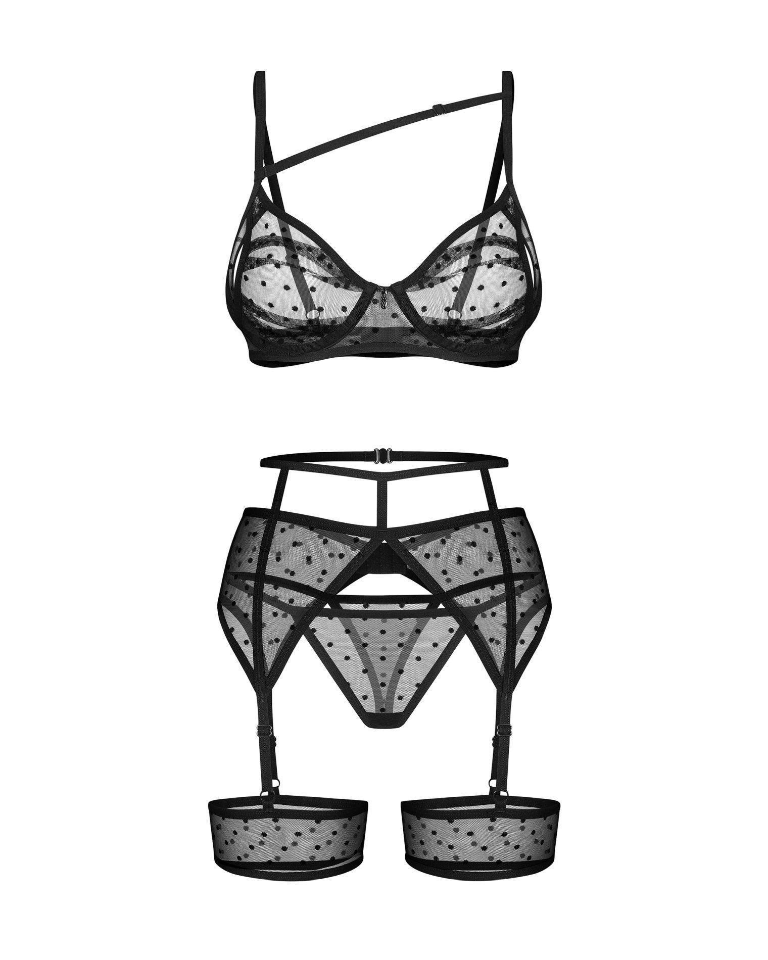 Комплект белья Obsessive Nuites, S/M (черный)