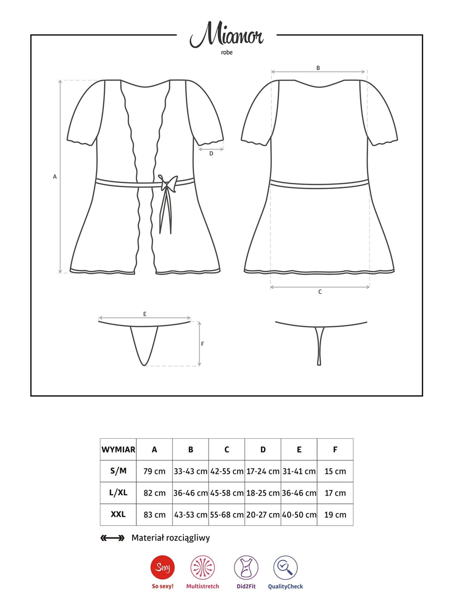 Seksowny komplet Obsessive Miamor Robe, S/M (czarny)