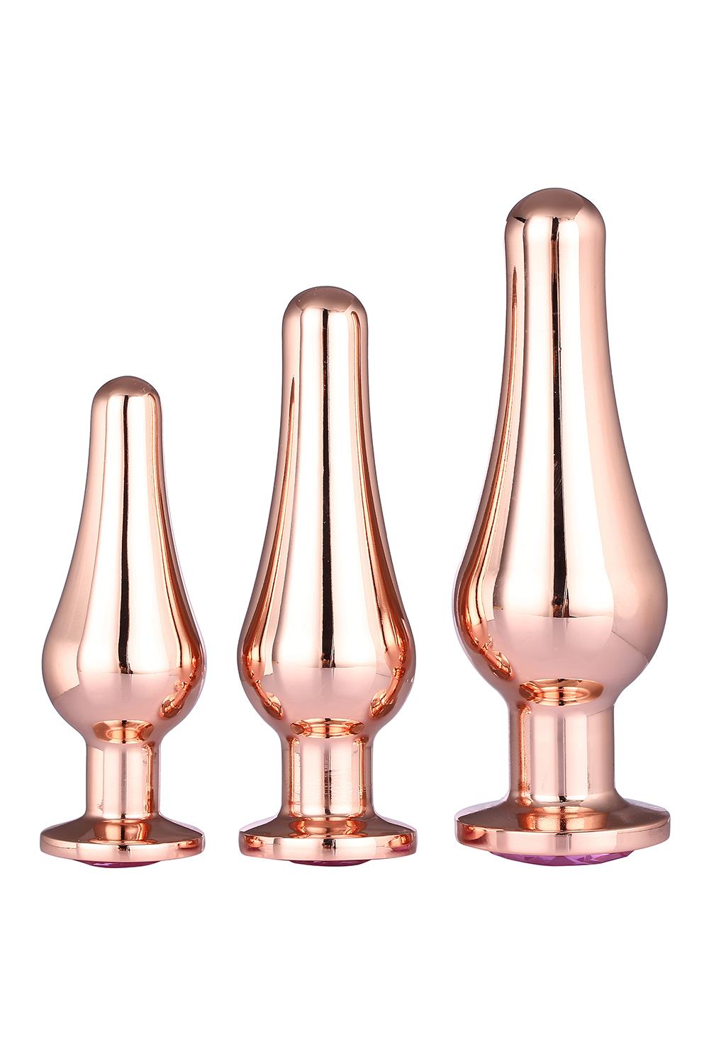 Korek analny Gleaming Love Pleasure Plug Set, 3 szt (różowy)