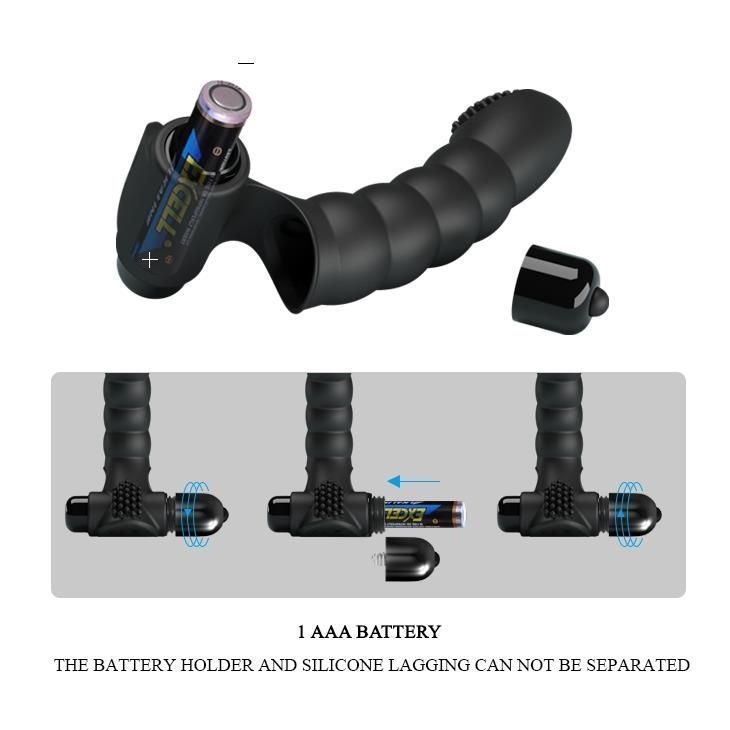 Wibrująca nasadka na palec Pretty Love Alexander, 13 cm (czarny)