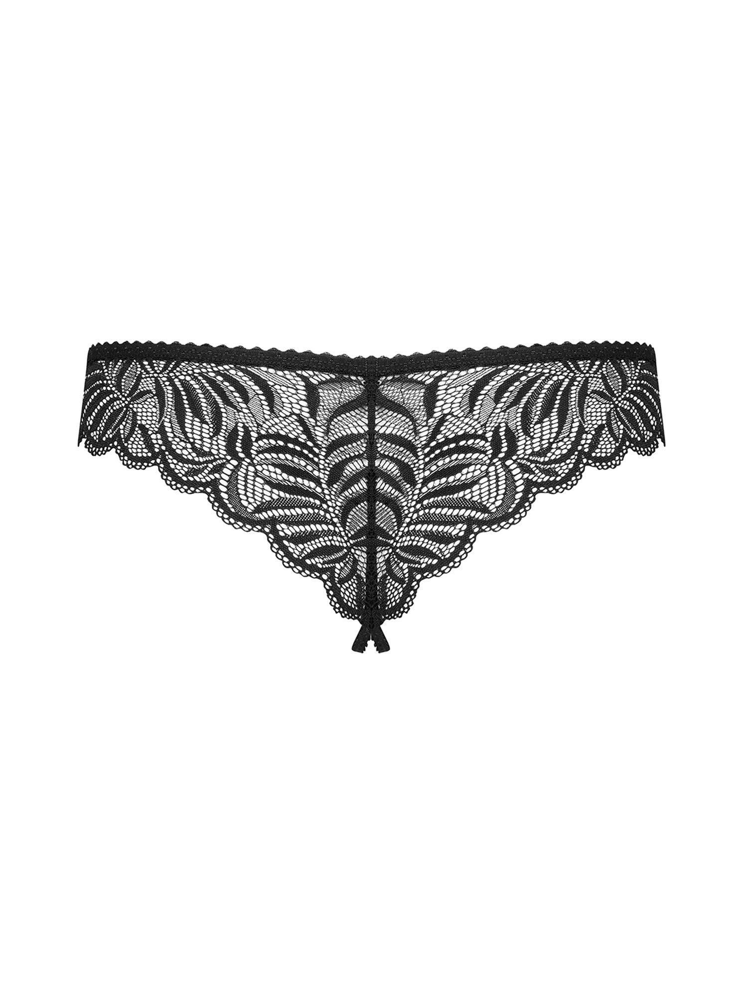 Стринги без промежности Obsessive Contica, S/M (черный)
