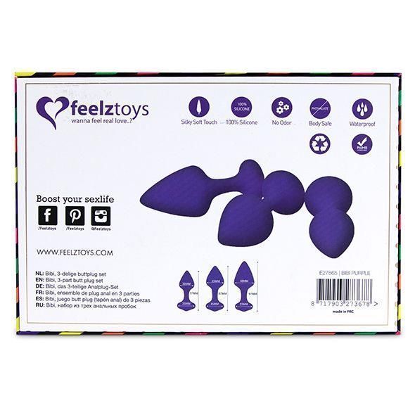 Zestaw korków analnych FeelzToys Bibi, 3 szt (fioletowy)