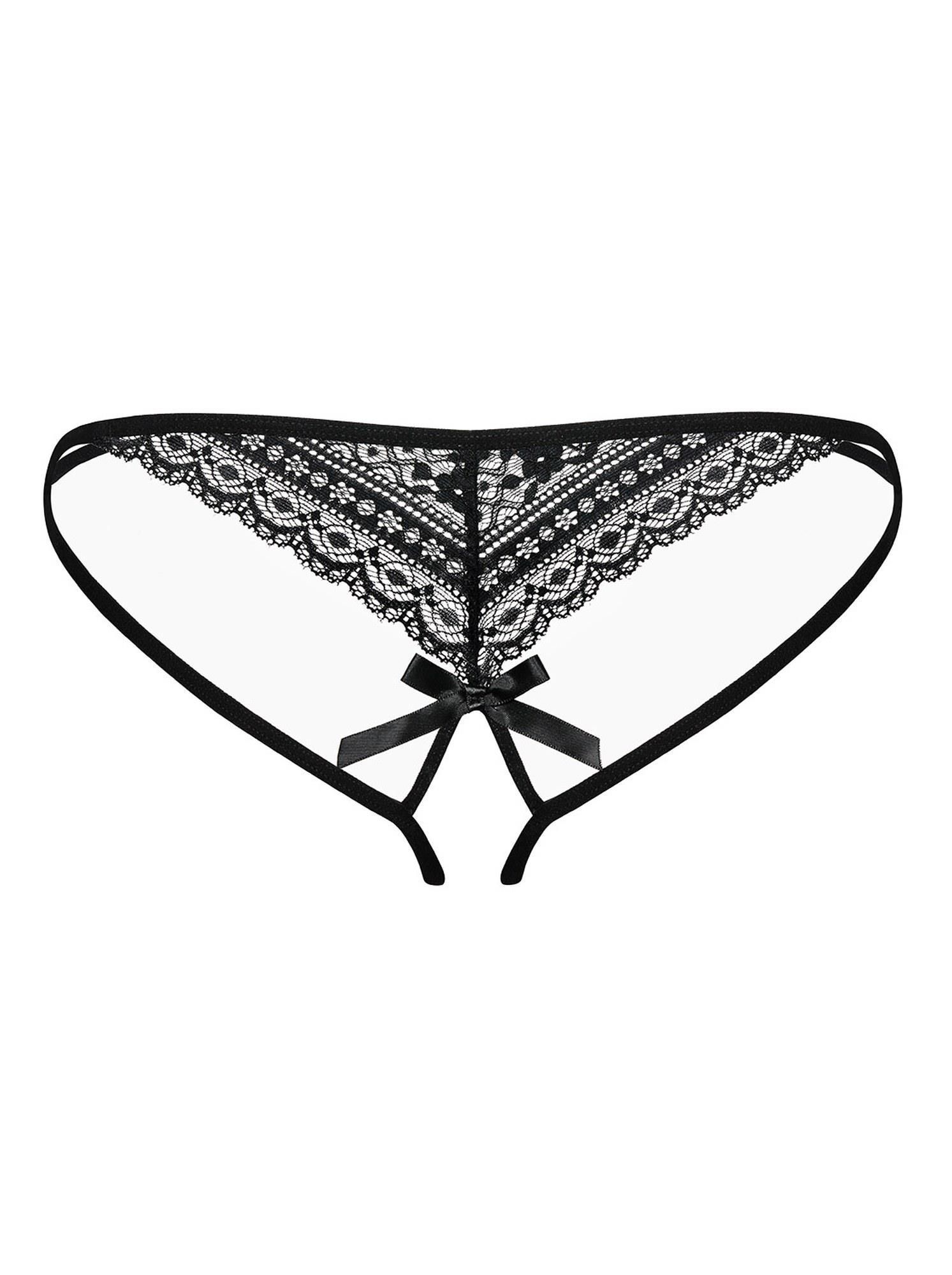 Стринги с открытой промежностью Obsessive Picantina, L/XL (черный)