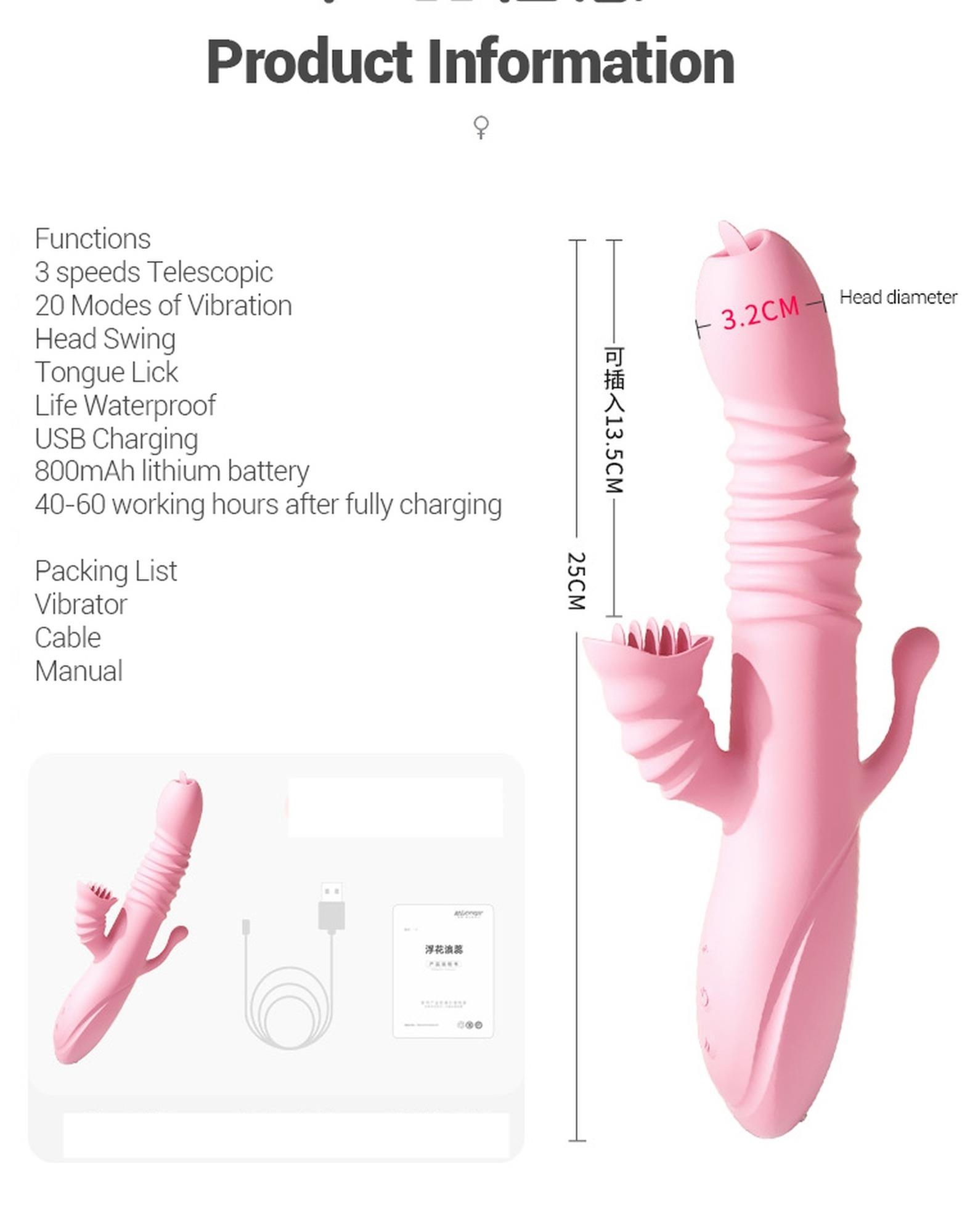 Вібратор B-Series Lyla Ada USB, 25 см (рожевий)