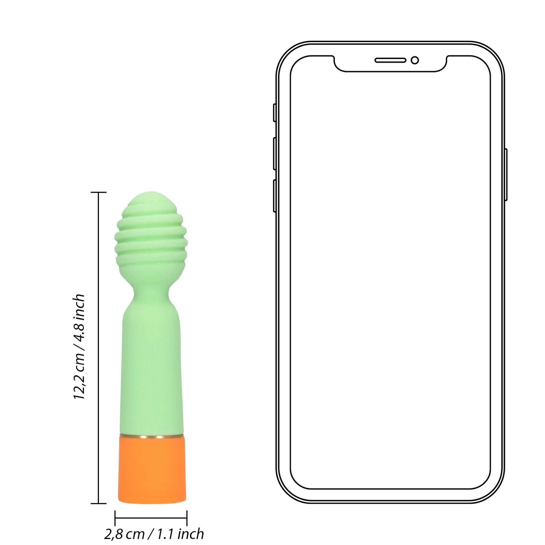 Вибратор Loveline Ribbed Mini, 12 см (зеленый)