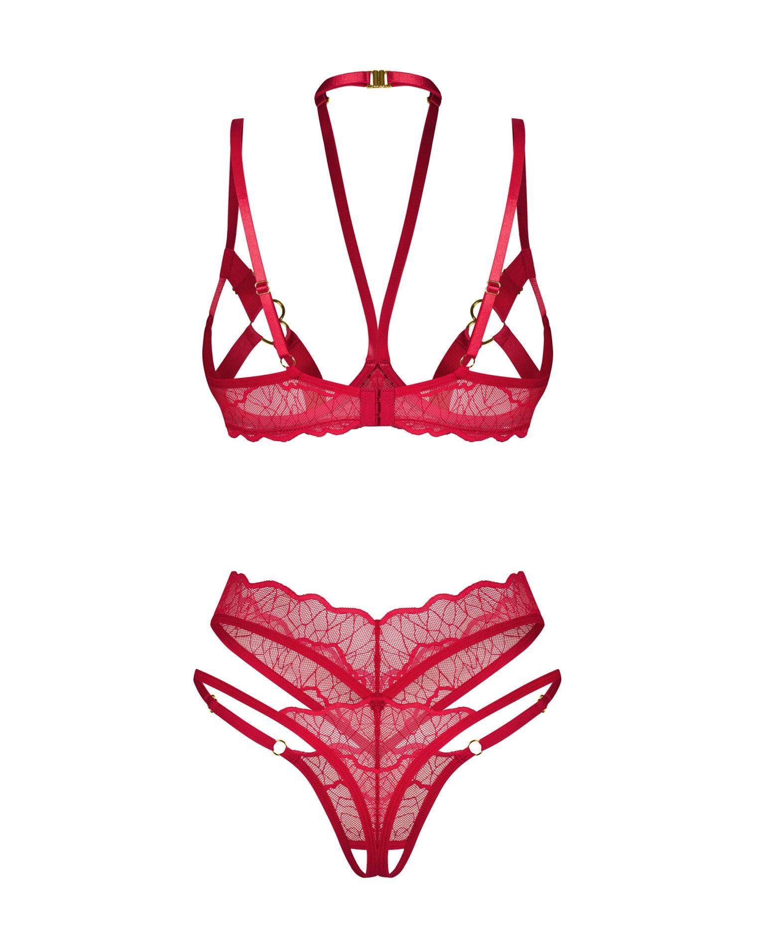 Комплект белья Obsessive Cupide Desir otwarty, S/M (красный)
