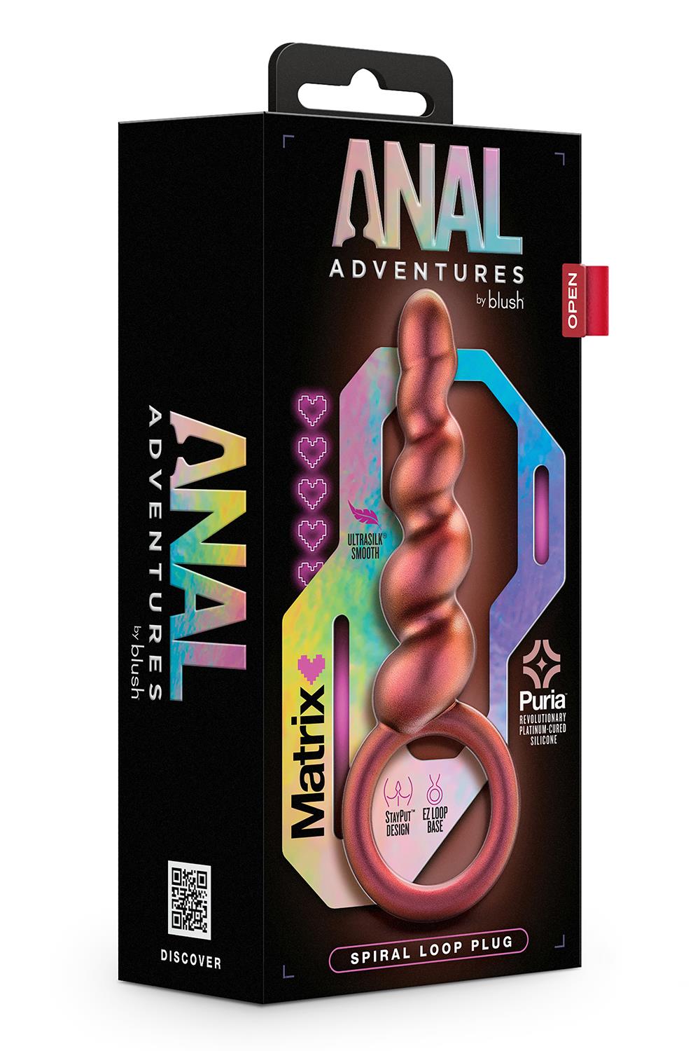 Korek analny Anal Adventures Matrix Spiral Loop Plug, 13.3 cm (pomarańczowy)