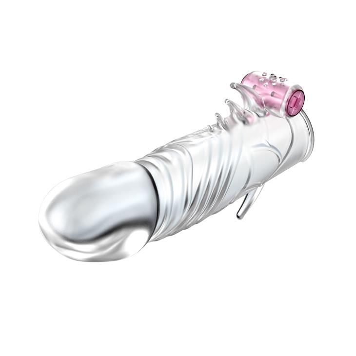 Насадка на пенис Baile Penis Sleeve With Vibration, 13 см (прозрачный)