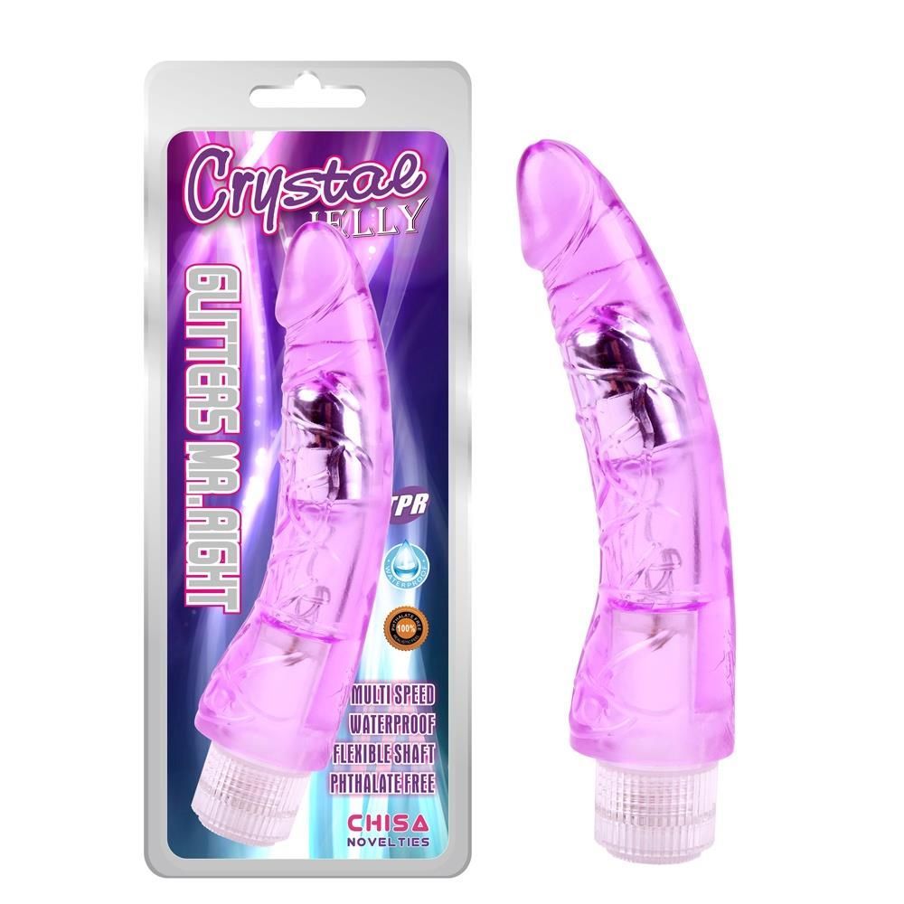 Вибратор Crystal Jelly Glitters Mr.Right, 22.5 см (фиолетовый)