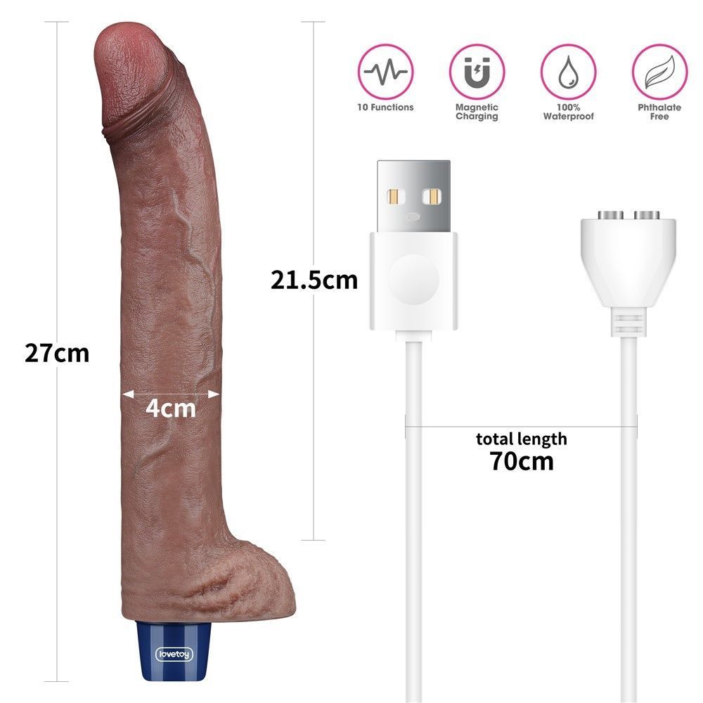 Реалистичный вибратор LoveToy Real Softee, 27 см (коричневый)