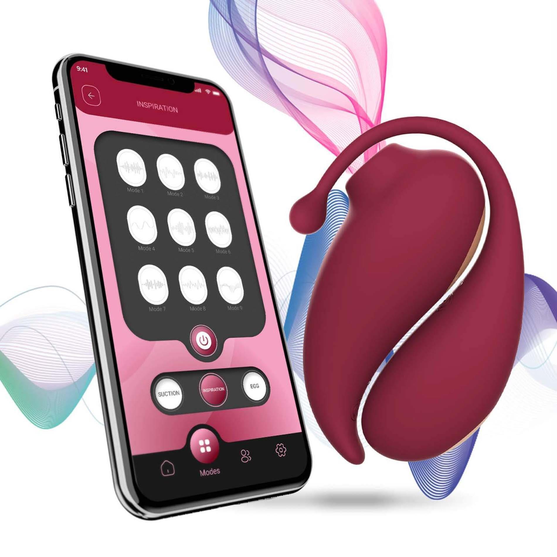 Adrien Lastic Inspiration Stimulator + Vibrating Egg - Wibrujące jajko, Bordоwy, 18 cm