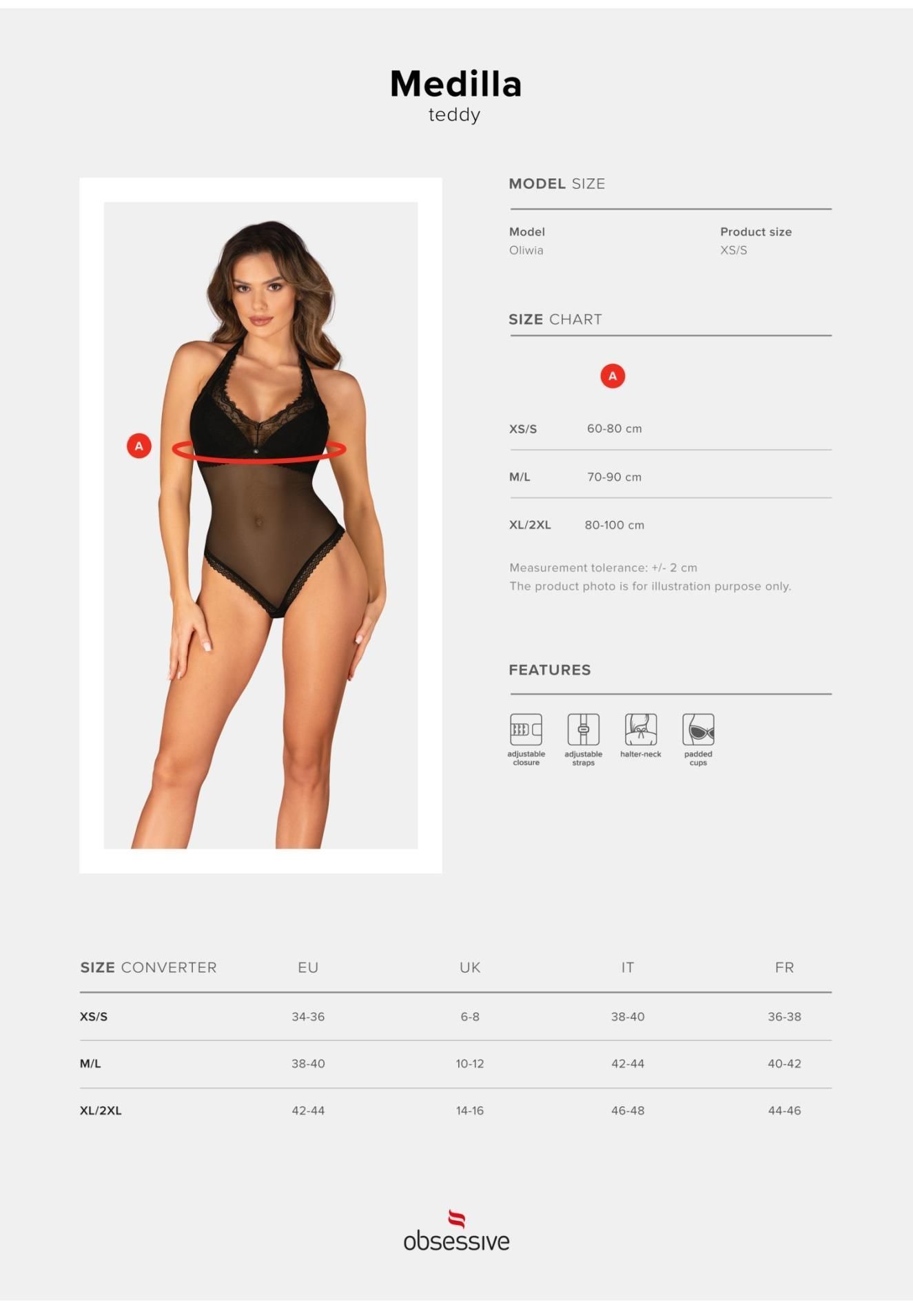 Боди Obsessive Medilla, M/L (черный)