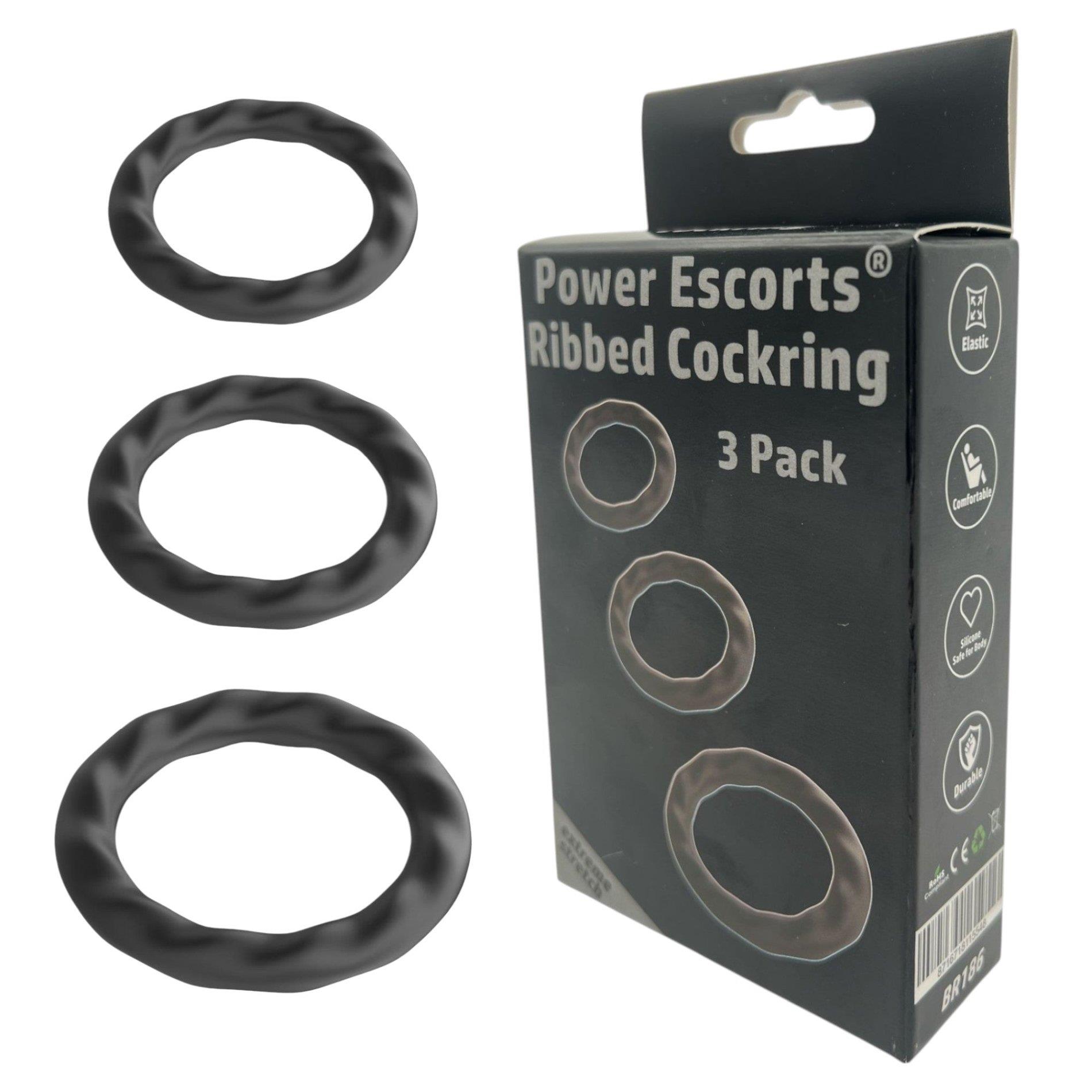 Набор эрекционных колец Power Escorts BR186, 3 шт (черный)