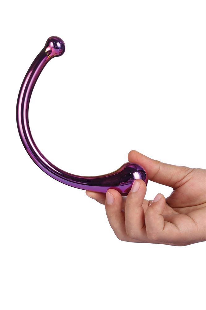Двухсторонний фаллоимитатор Glamour Glass Curved Wand, 17 см (мульти)