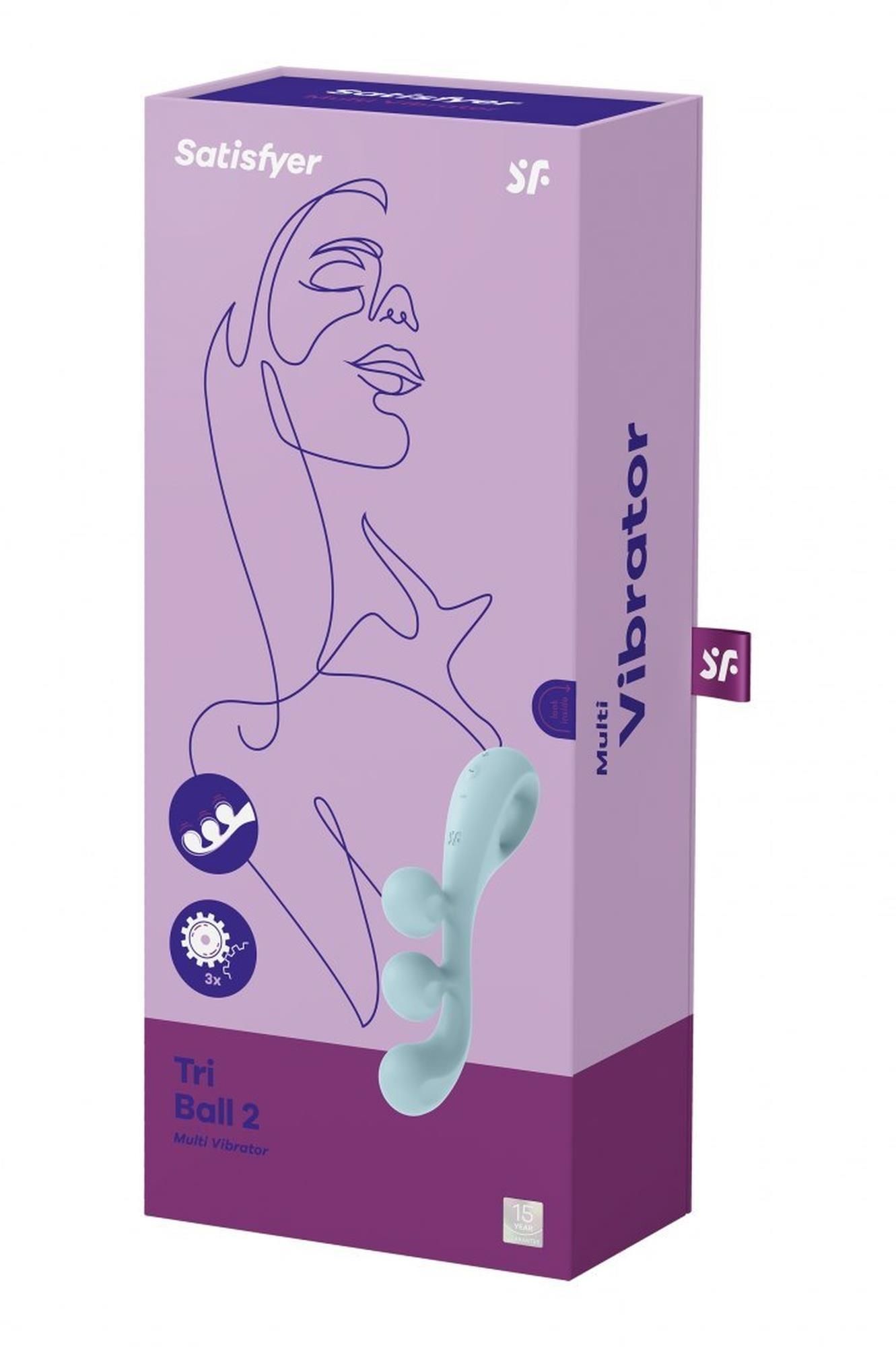 Вібратор для потрійної стимуляції Satisfyer Tri Ball 2, 20,5 см (блакитний)