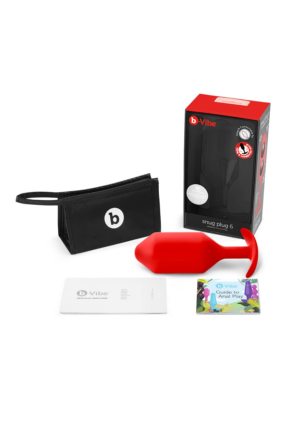 Korek analny B-Vibe Snug Plug 6, 16 cm (czerwony)