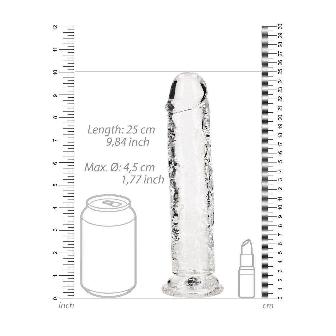 Dildo RealRock Crystal Clear 9'', 25 cm (przezroczysty)