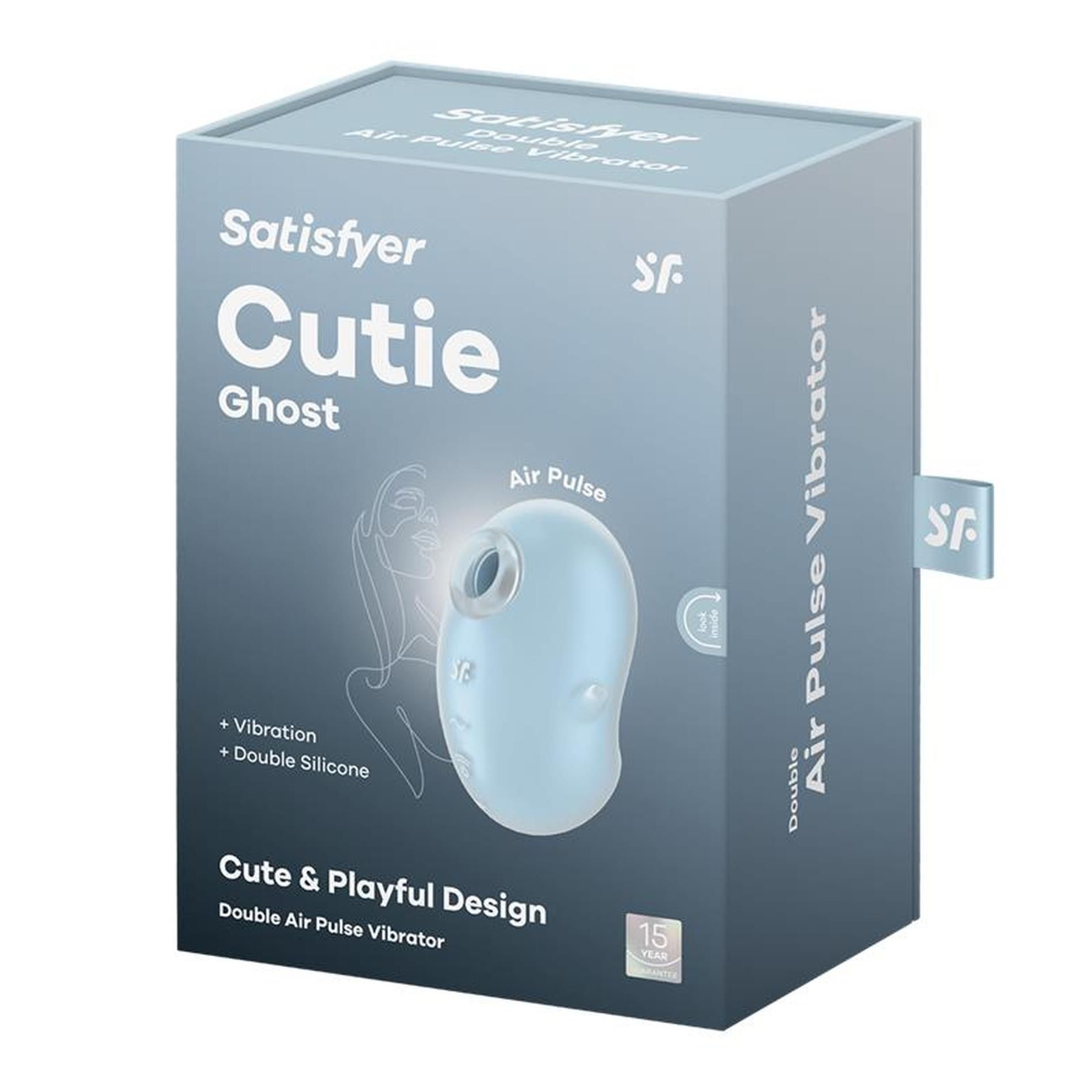 Вакуумный стимулятор клитора с вибрацией Satisfyer Cutie Ghost (голубой)