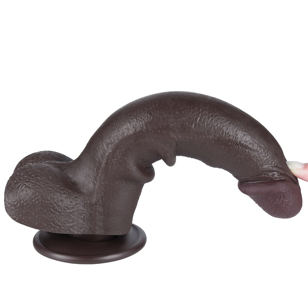 Dildo Sliding-Skin Dual Layer Dong 8.5'', 22 cm (czarny)