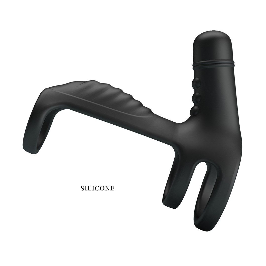 Насадка на пенис с вибрацией Pretty Love Vibrating Penis Sling, 11,5 см (черный)