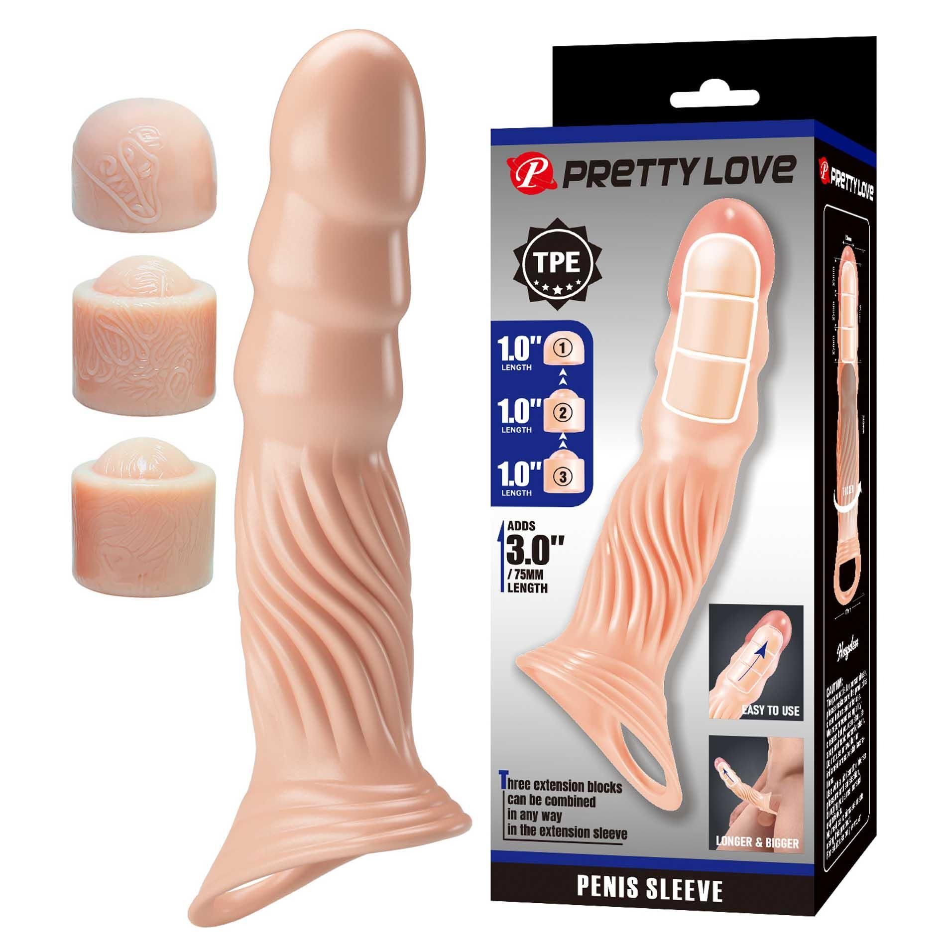 Насадка на пенис Pretty Love 3.0" Adjustable, 24 см (телесный)