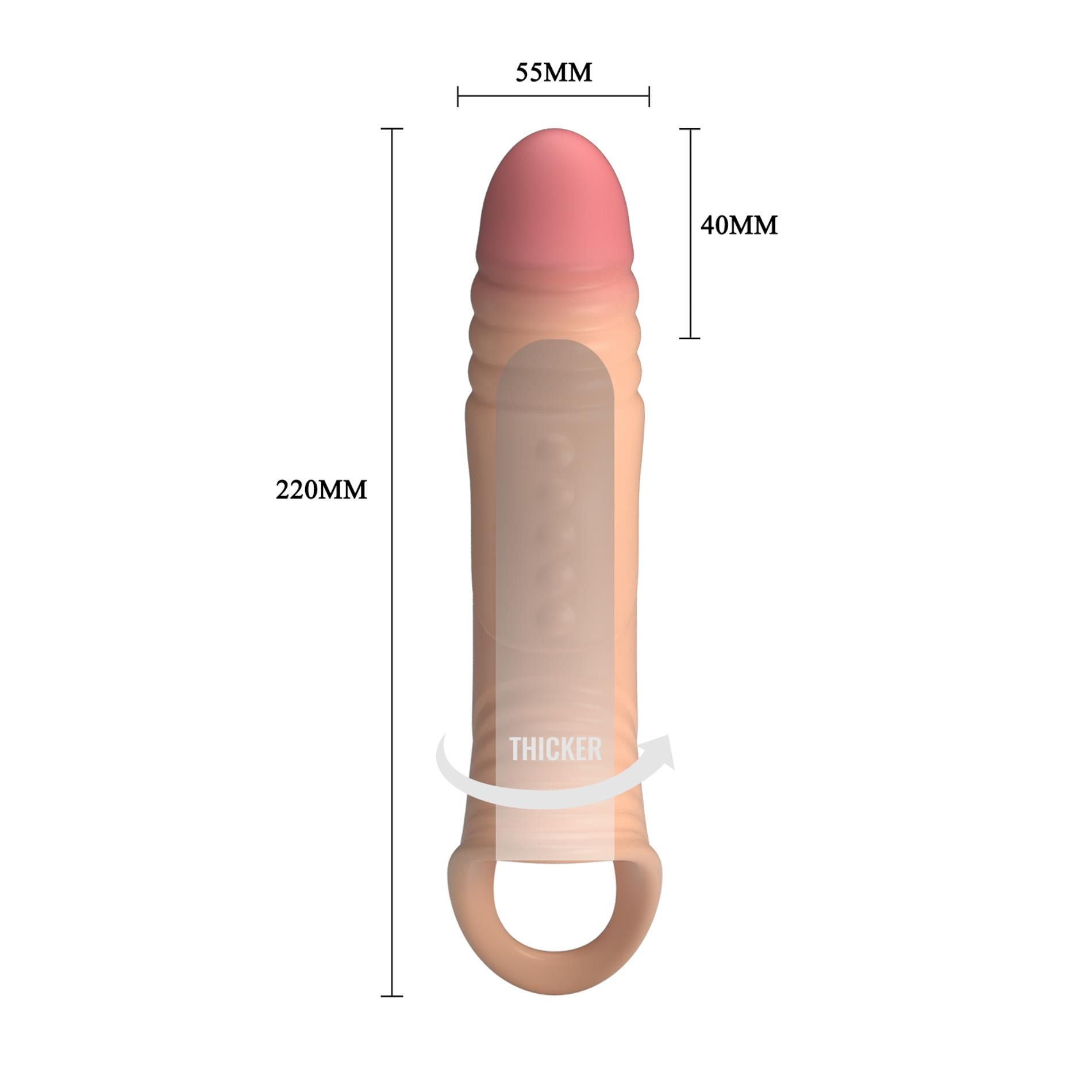 Насадка на пенис Pretty Love Penis Sleeve 8.7", 22 см (телесный)