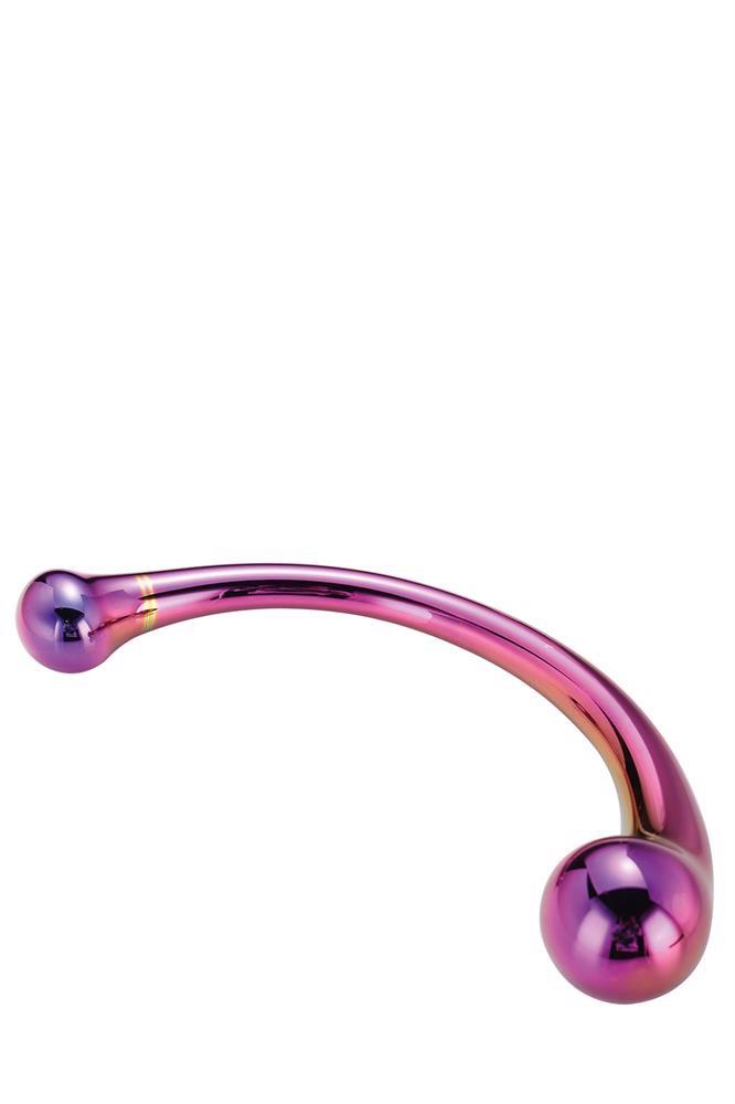 Двухсторонний фаллоимитатор Glamour Glass Curved Wand, 17 см (мульти)
