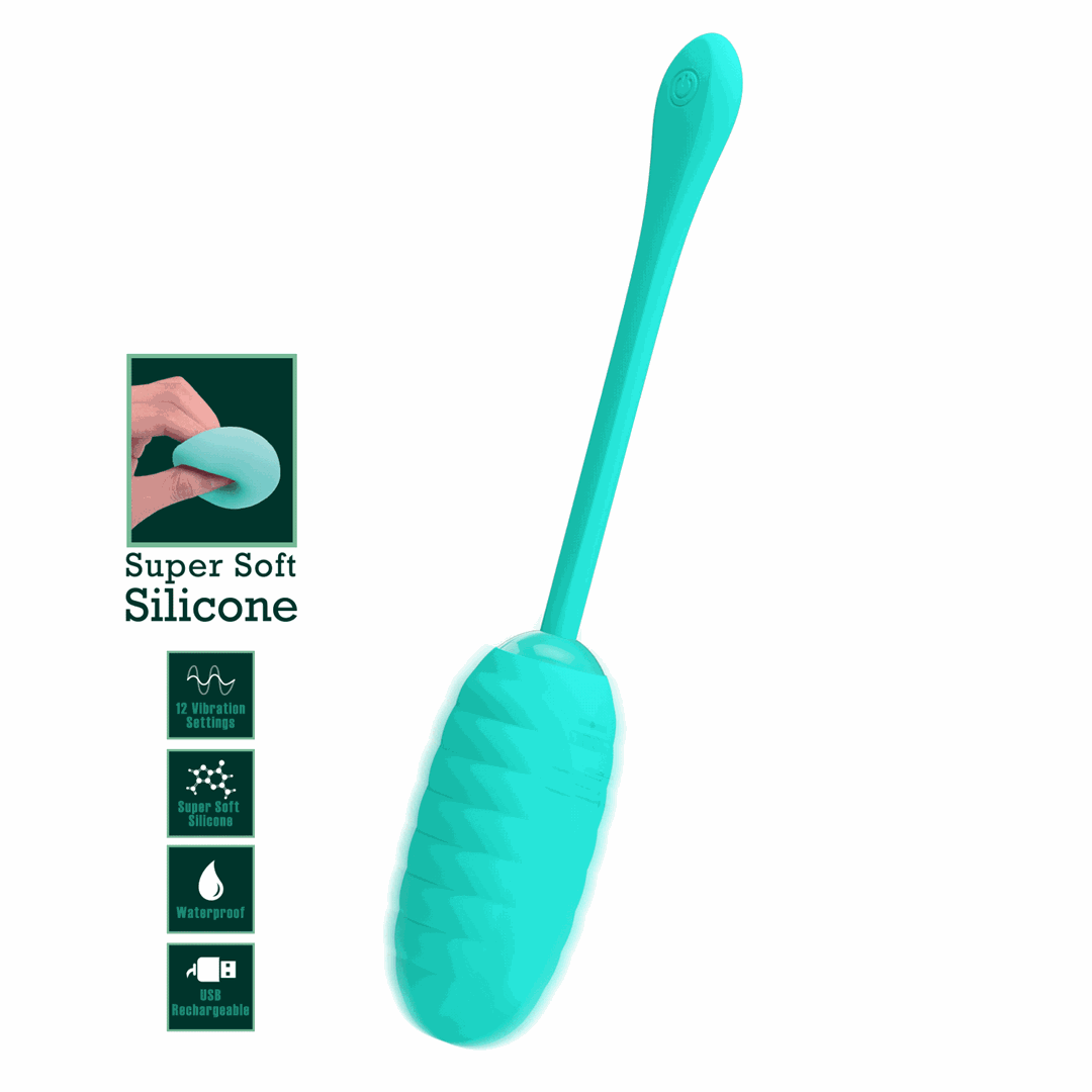 Виброяйцо Pretty Love Kirk Super Soft Silicone, 19,7 см (бирюзовый)