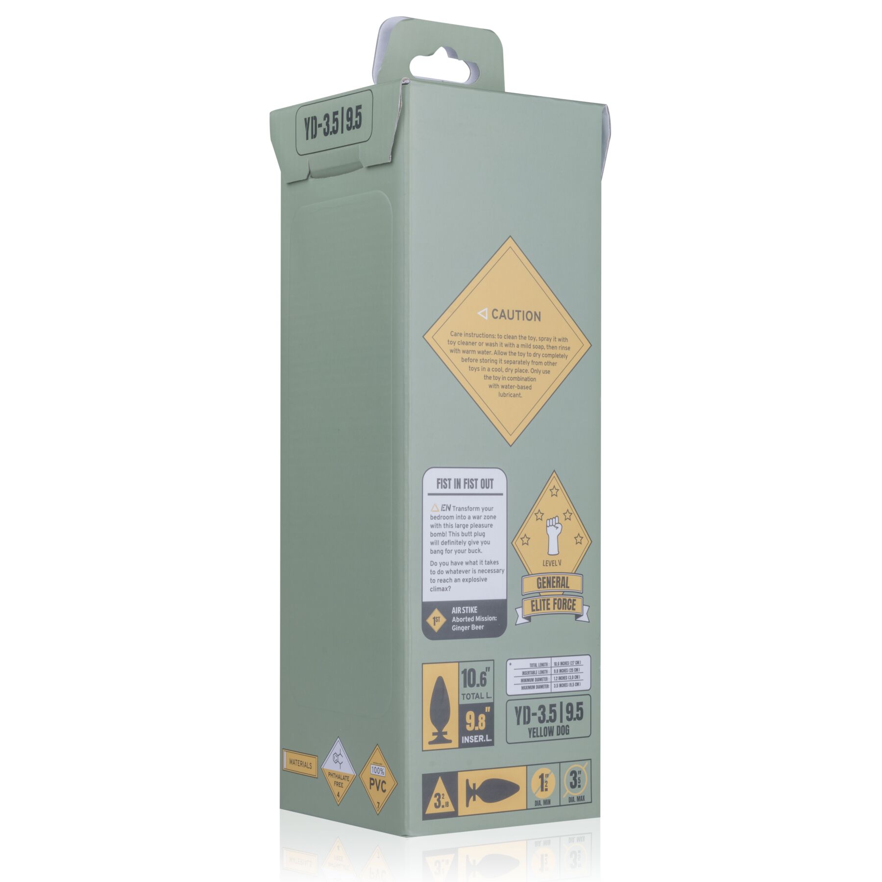 Korek analny Buttr General Elite Force Yellow Dog, 25 cm (czarny)