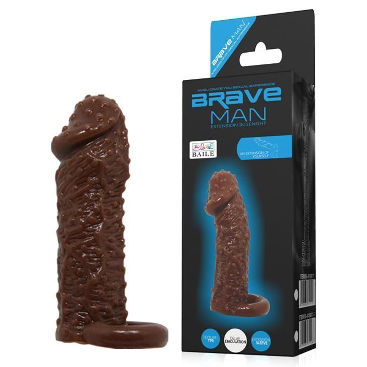Nasadka na penisa Baile Brave Man Extension, 13 cm (brązowy)