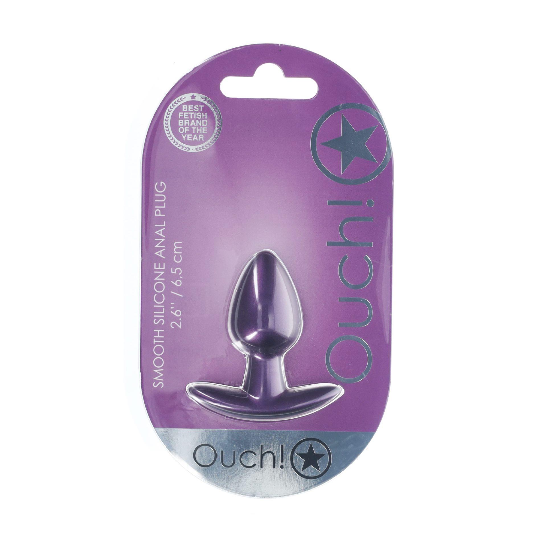Korek analny Ouch! Smooth Anal Plug Metallic S, 6.5 cm (fioletowy)