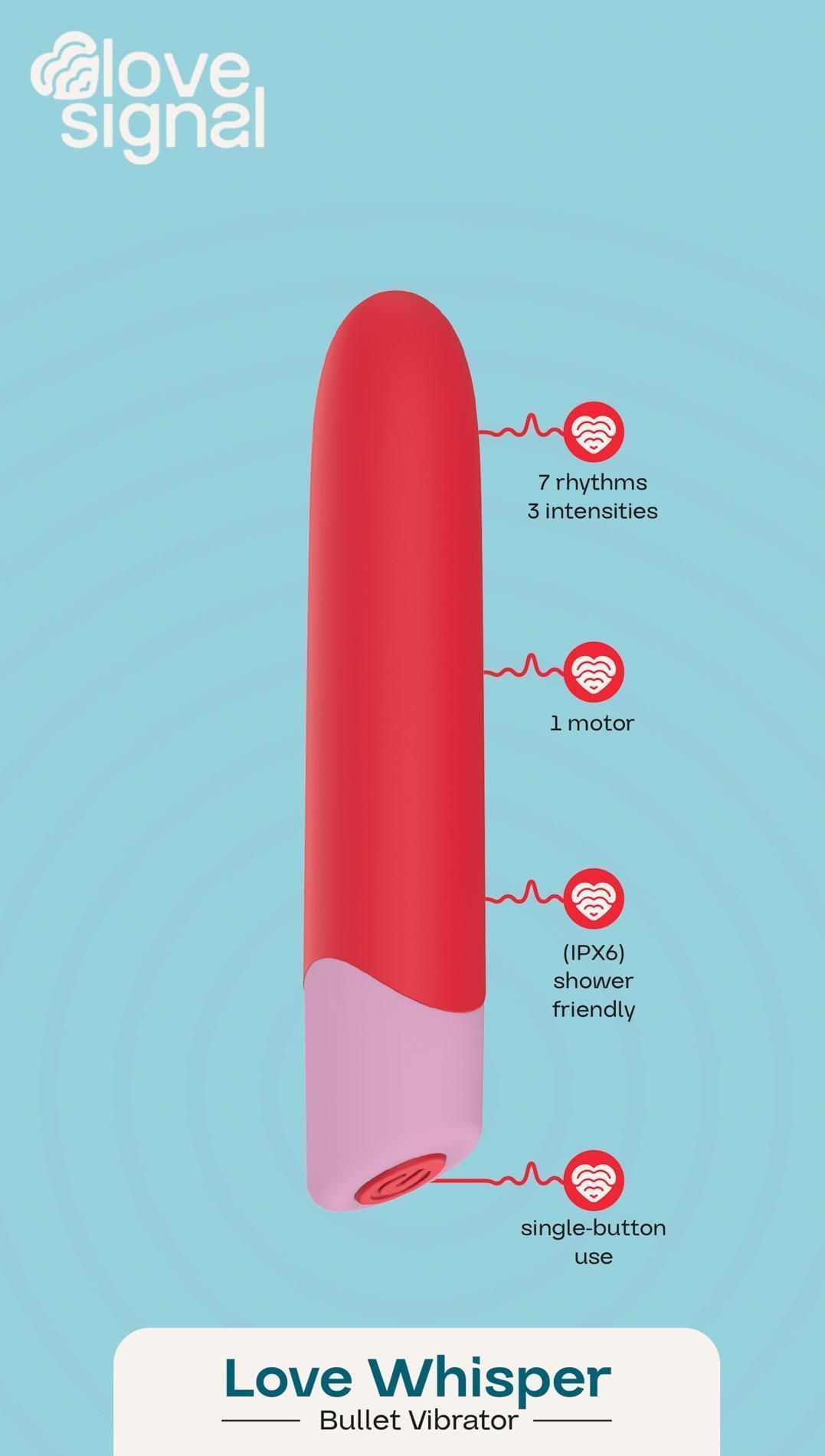 Mini wibrator Dream Toys Love Whisper, 12.5 cm (czerwony)