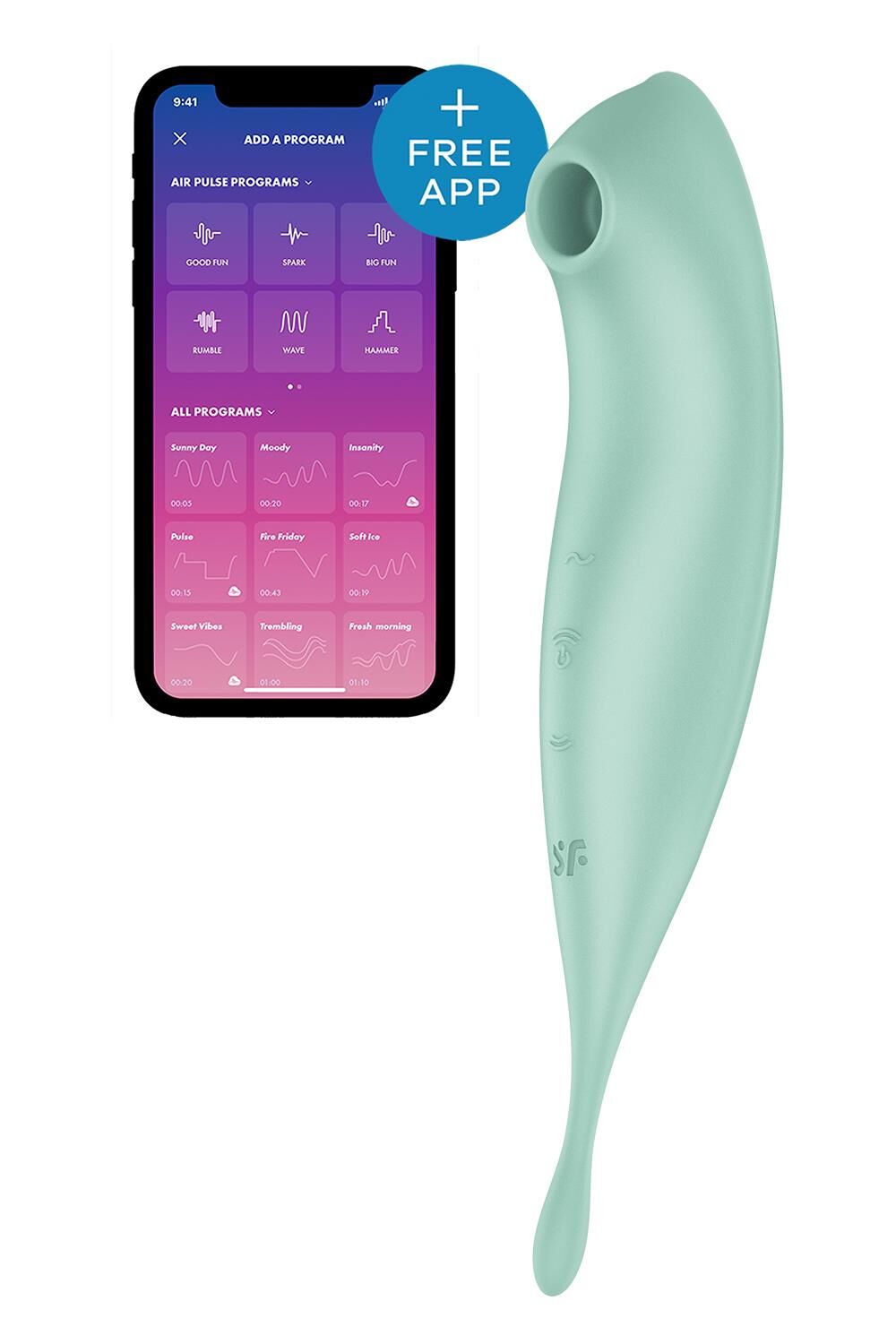 Вакуумный стимулятор клитора с вибрацией Satisfyer Twirling Pro+ (зеленый)