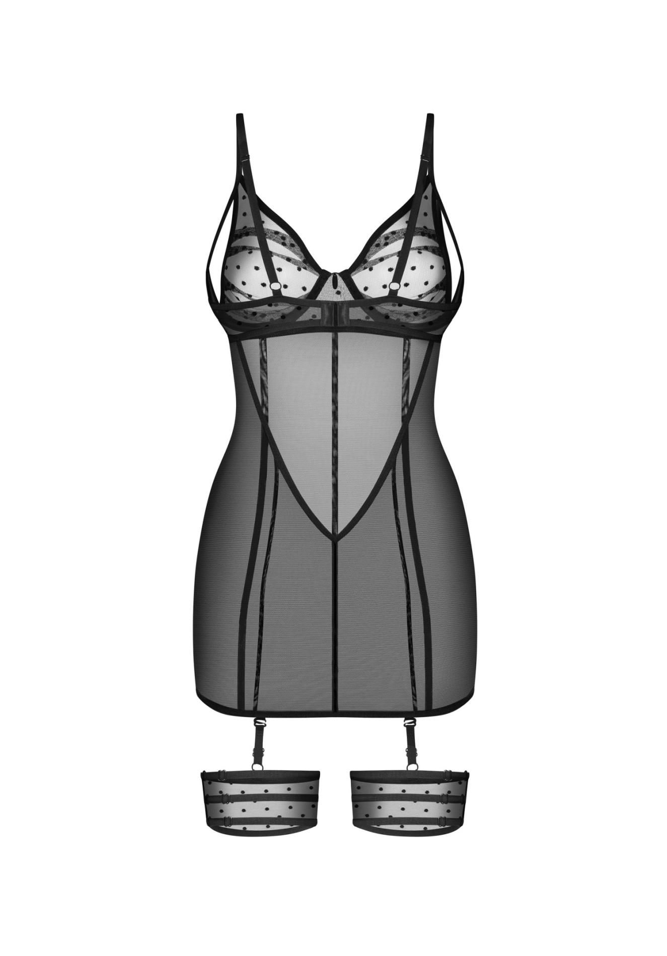 Пеньюар Obsessive Nuites, 2XL/3XL (черный)