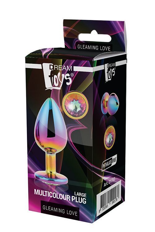 Анальна пробка з кристалом Gleaming Love Multicolour Plug, 9,5 см (райдужний)