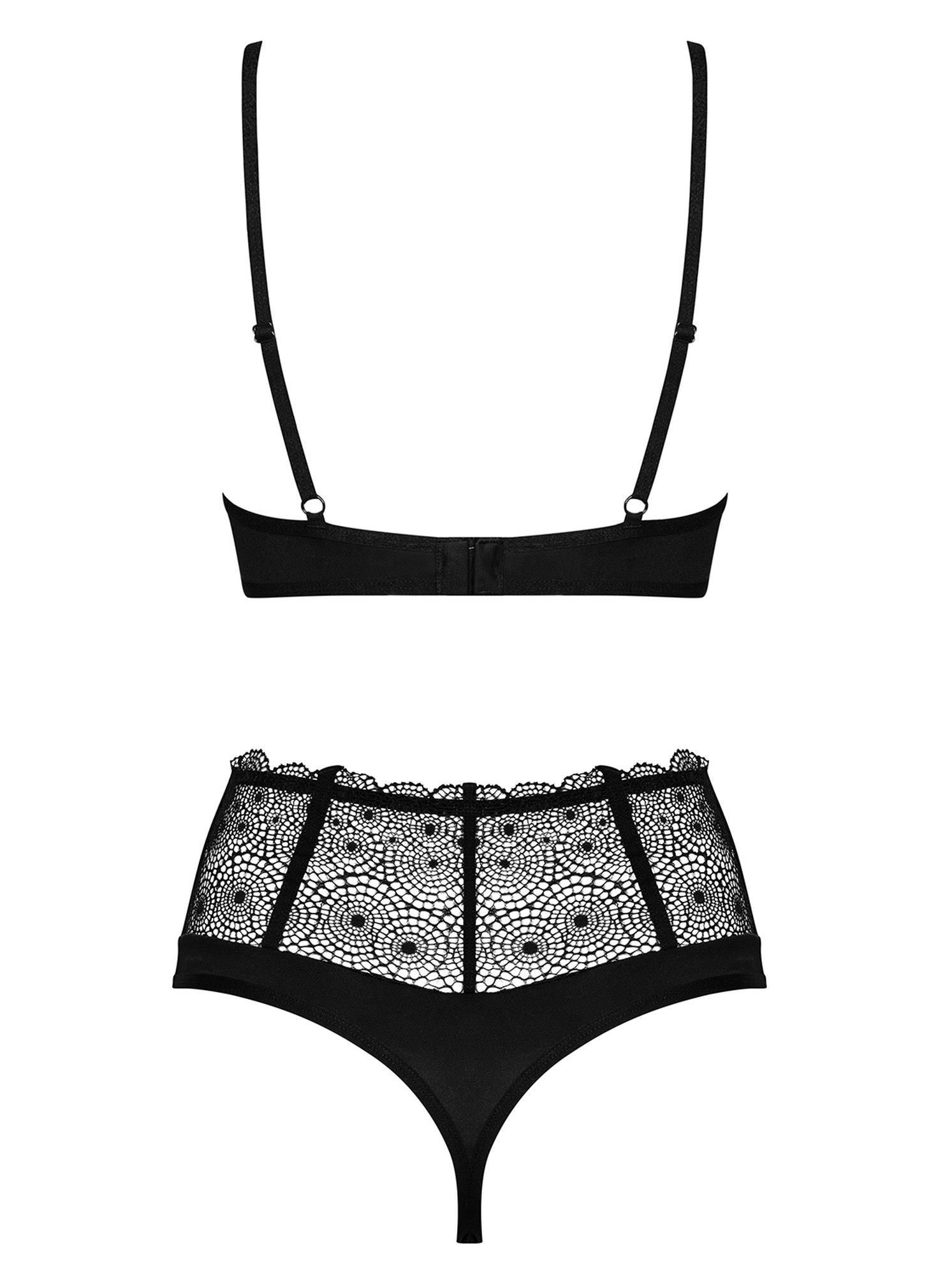 Комплект белья Obsessive Sharlotte, L/XL (черный)