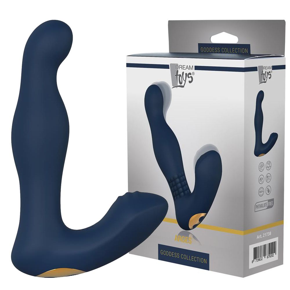 Вибростимулятор простаты Dream Toys Goddess Collection Arges, 14,8 см (синий)