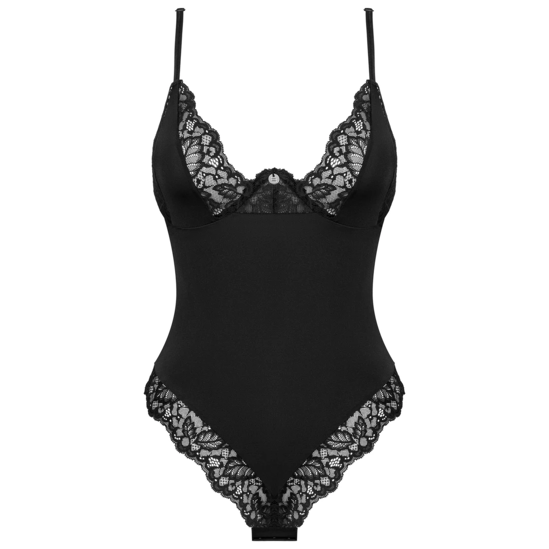 Эротическое боди Obsessive Bellastia, XL/2XL (черный)