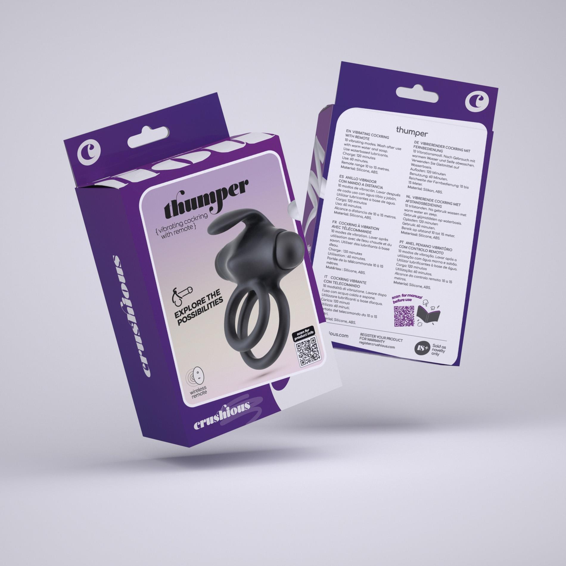 Виброкольцо Crushious Thumper, 8.5 см (черный)