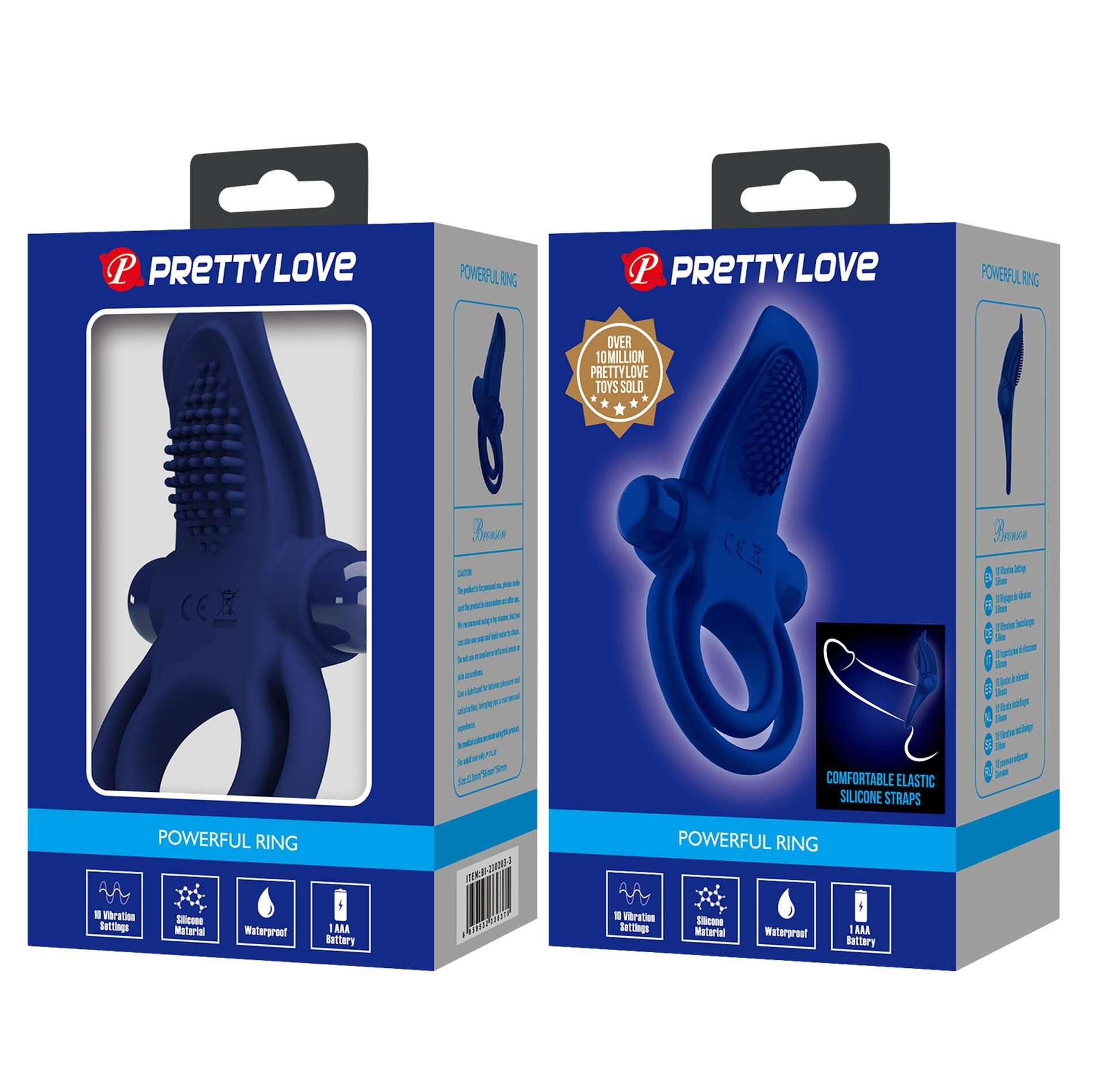 Виброкольцо Pretty Love Vibrant Penis Ring, 11,3 см (синий)