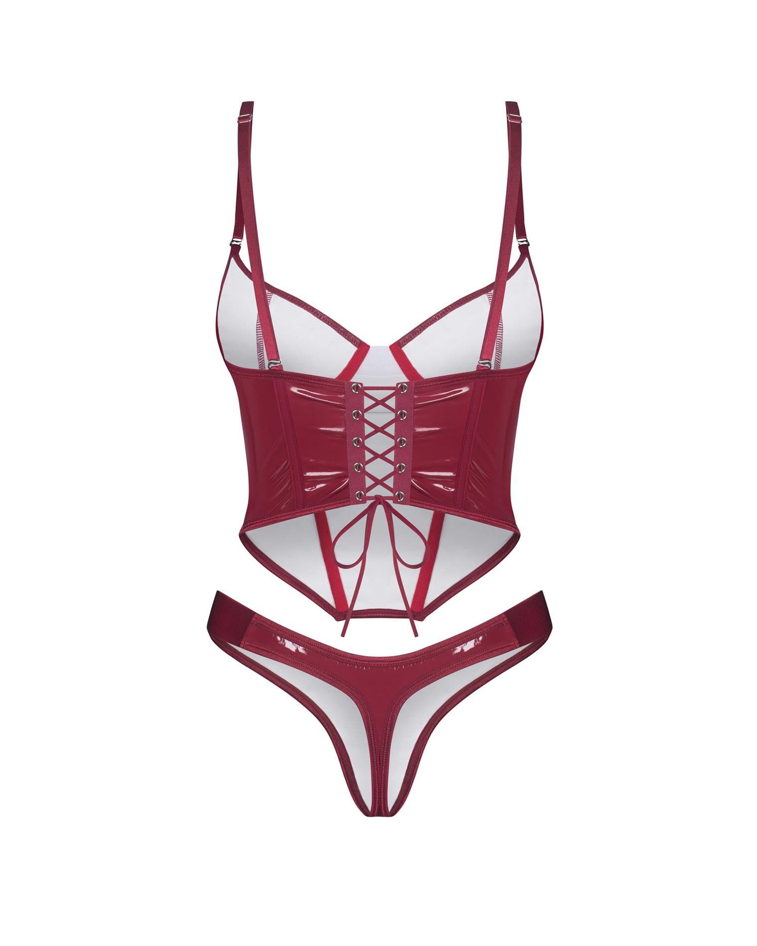 Корсет и стринги Obsessive Redya, L/XL (красный)