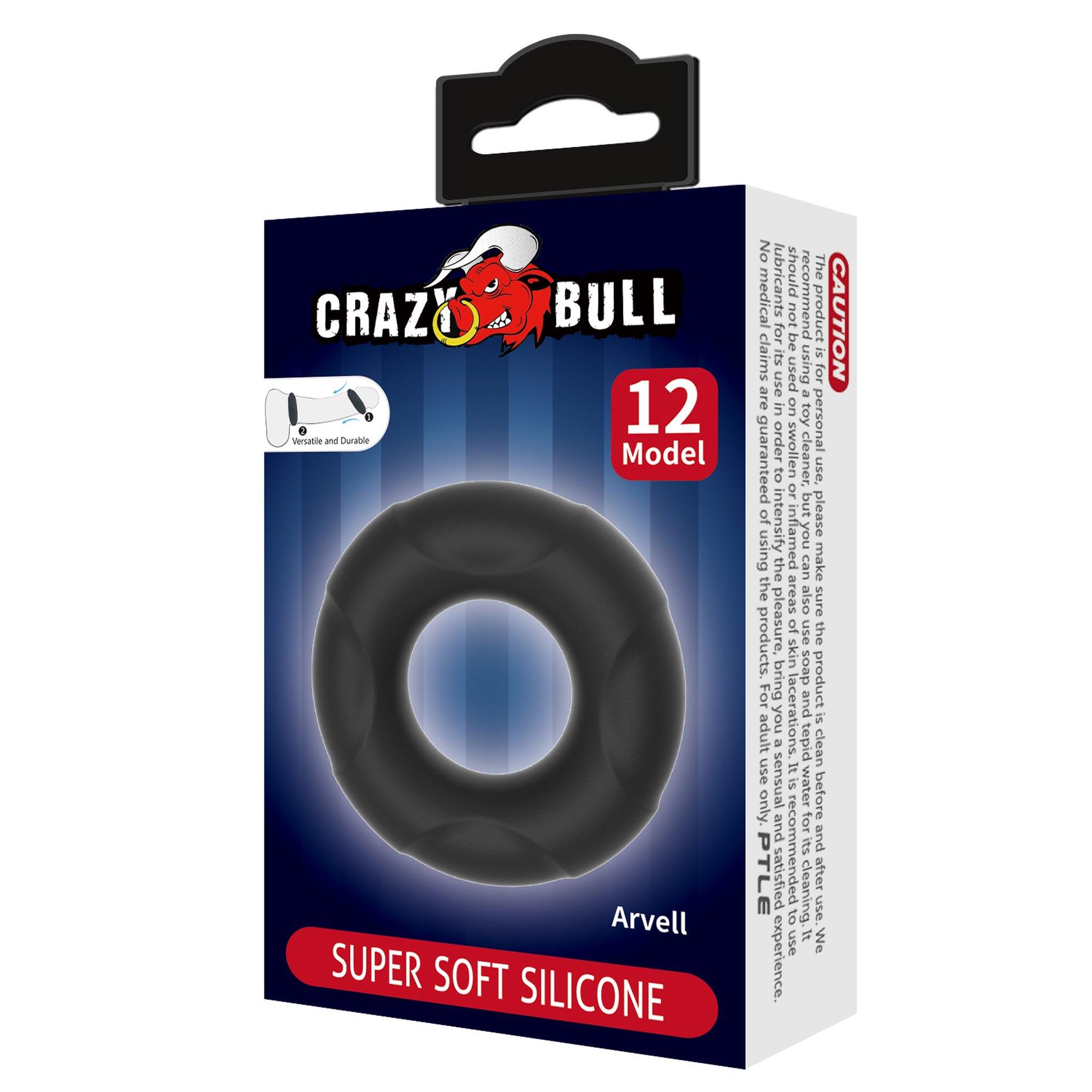Эрекционное кольцо Crazy Bull Super Soft Silicone Arvell, 6 см (черный)